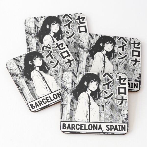 Item preview, Manga Panel Aesthetic Barcelona Cityscape Spain Traveler Anime Girl 80s Retro designed and sold by onlyanimevibes.
