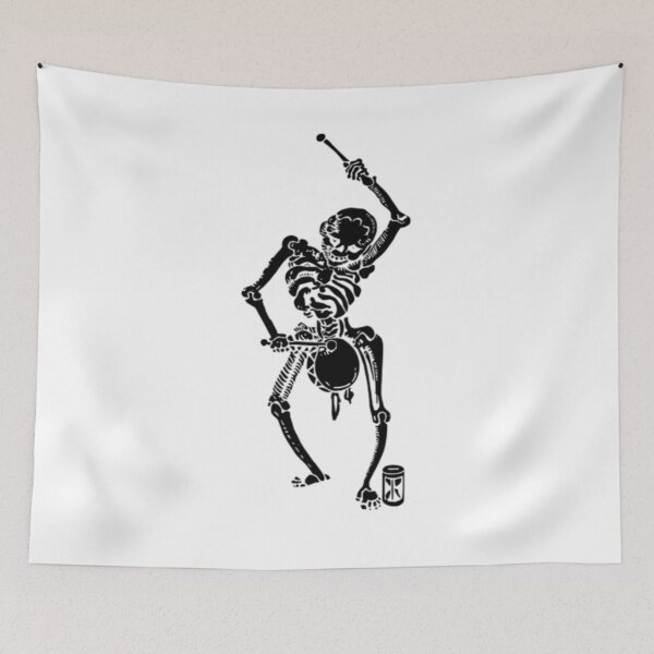 Item preview, A skeleton in black plays the drum designed and sold by ARTofBito.