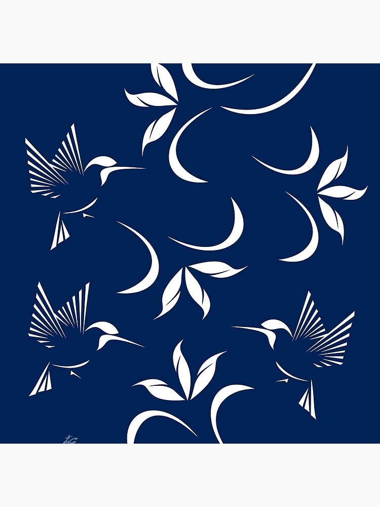 Thumbnail 4 of 4, Pillow, Stylized Hummingbird and Swirl Pattern designed and sold by studioart.