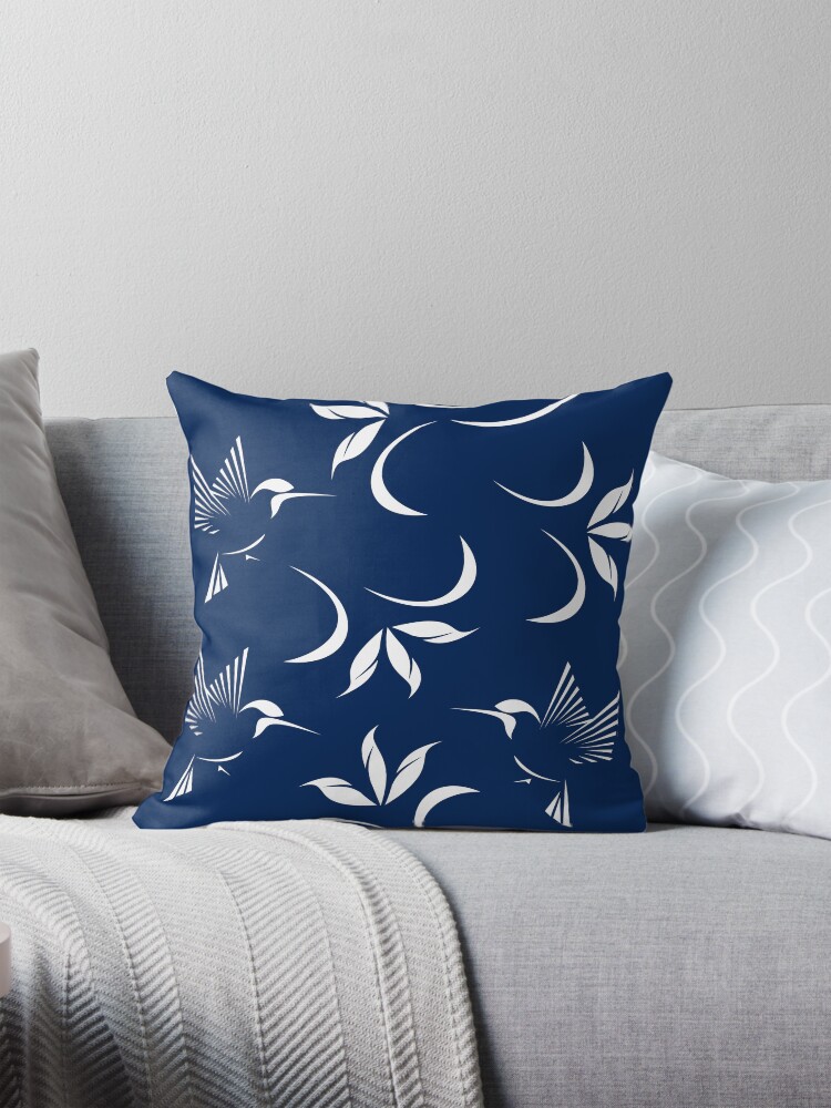 Thumbnail 1 of 4, Pillow, Stylized Hummingbird and Swirl Pattern designed and sold by studioart.