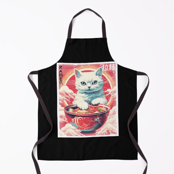 Item preview, Vintage Japanese Ad Art Of A Kitten Eating Ramen designed and sold by The Mad Muffin.