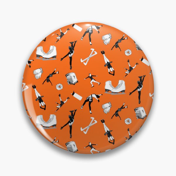 Item preview, Figure Skating Female Silhouettes and Accessories on Bright Orange  designed and sold by PD-Skating.
