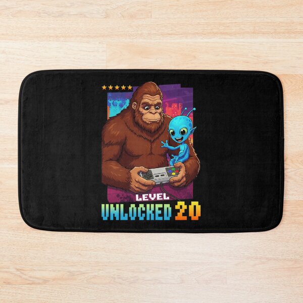 Item preview, Level 20 Unlocked, Birthday, Bigfoot and alien designed and sold by Megadorim.