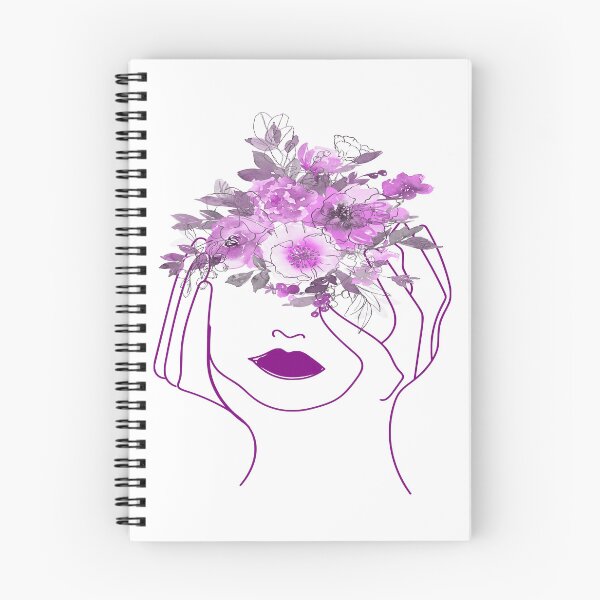 Item preview, Violet woman face & flowers line art  designed and sold by adlkh.