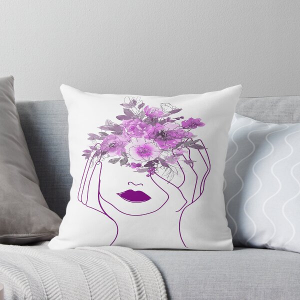 Artikelvorschau, Violettes Frauengesicht & Blumen Strichzeichnung entworfen und verkauft von adlkh.