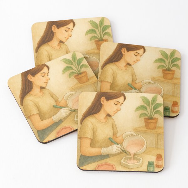 Item preview, Handmade Terrazzo Coaster Crafting Illustration designed and sold by Lacritsa .
