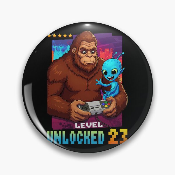 Item preview, Level 23 Unlocked, Birthday, Bigfoot and alien designed and sold by Megadorim.