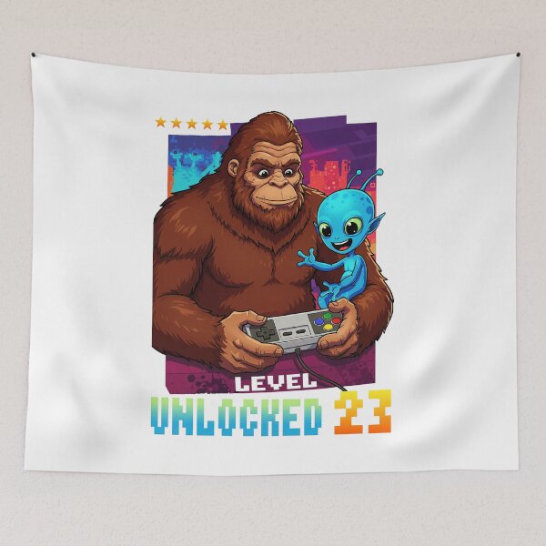 Item preview, Level 23 Unlocked, Birthday, Bigfoot and alien designed and sold by Megadorim.