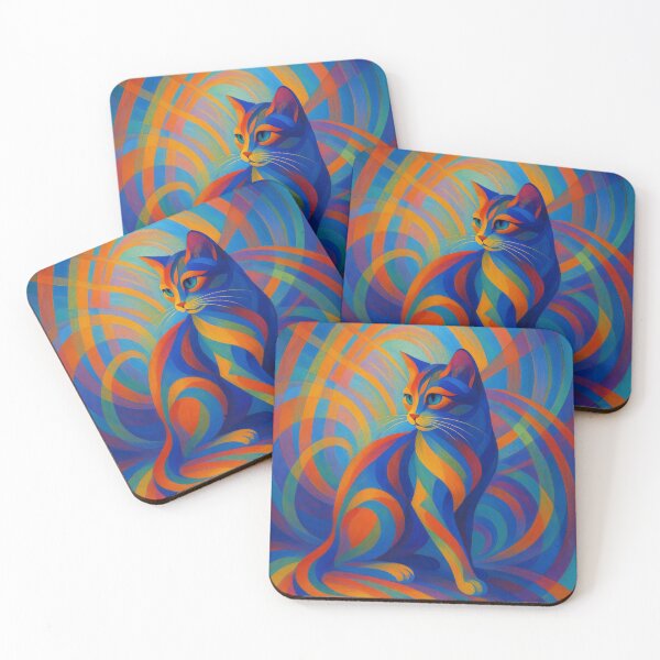 Item preview, Synchromist Whiskers - A Moggy in Motion designed and sold by LesChatsArt.