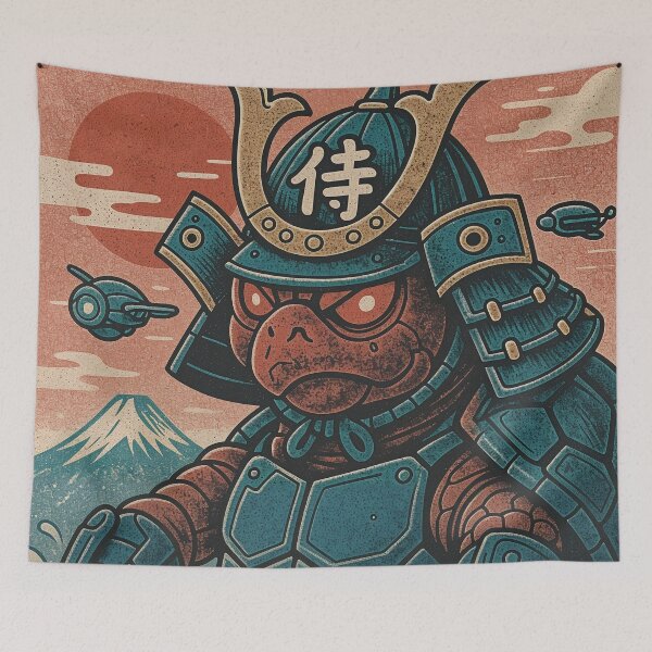Item preview, Samurai Turtle Kaiju | Japanese Retro Wave Art (Full) designed and sold by MiniindY Pop.