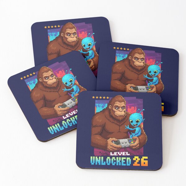 Item preview, Level 26 Unlocked, Birthday, Bigfoot and alien designed and sold by Megadorim.