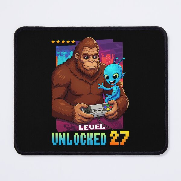 Item preview, Level 27 Unlocked, Birthday, Bigfoot and alien designed and sold by Megadorim.