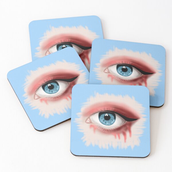 Item preview, Beautiful human girl eye with blue iris, red eyeshadow and black eyeliner designed and sold by katecheerycake.