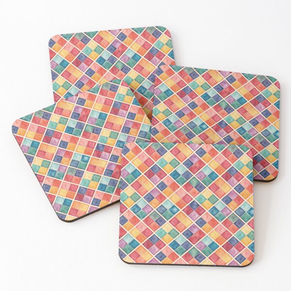 Item preview, Colorful squares pattern, watercolor art designed and sold by patterncrow.