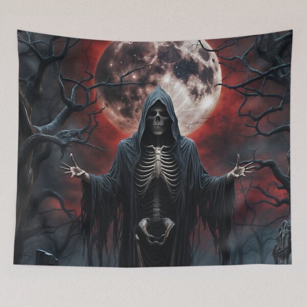 Item preview, Grim Reaper Under Blood Moon in Haunted Graveyard designed and sold by Abdu  Innovations.