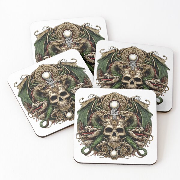 Item preview, skull dragon green designed and sold by gothic t-shirts.