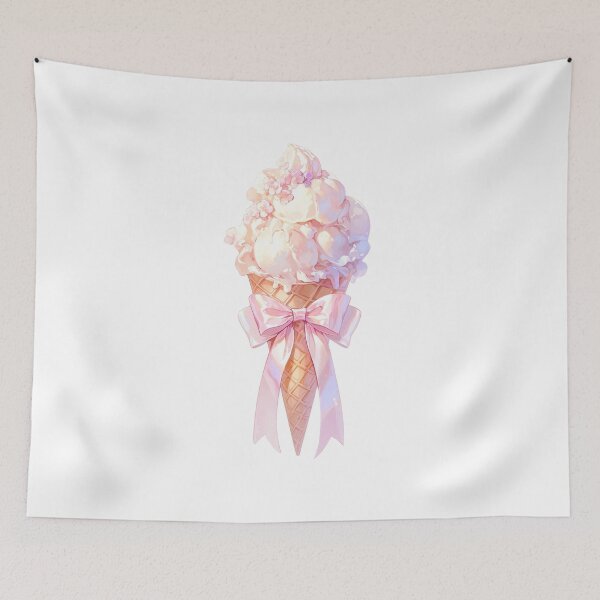 Item preview, Elegant Coquette Ice Cream Cone with Pink Ribbon & Flowers – Pastel Dessert Aesthetic designed and sold by DivinePassion.