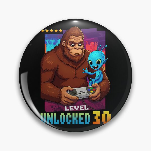 Artikelvorschau, Level 30 freigeschaltet, Geburtstag, Bigfoot und Alien entworfen und verkauft von Megadorim.