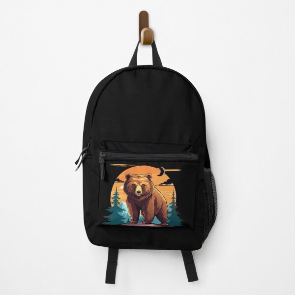 Item preview, Brown bear (Ursus arctos), Grizzly bear (Ursus arctos horribilis), Brown bear walking in the forest with the sky and crescent moon in the background designed and sold by Danler.