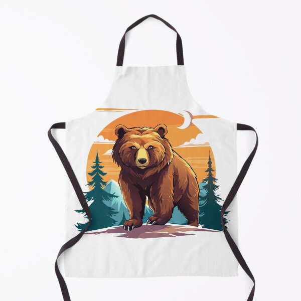 Item preview, Brown bear (Ursus arctos), Grizzly bear (Ursus arctos horribilis), Brown bear walking in the forest with the sky and crescent moon in the background designed and sold by Danler.