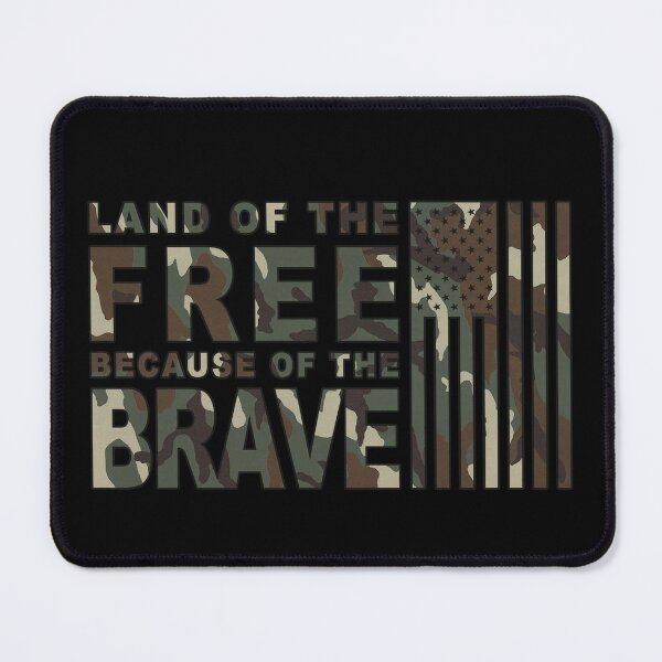 Item preview, Land of the Free Because of the Brave Camo Patriotic Memorial and Veterans Day Design designed and sold by RealPilotDesign.