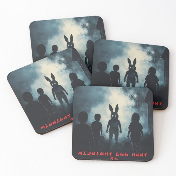Item preview, Midnight Egg Hunt – Creepy Easter Bunny Horror Art with Red Text Overlay designed and sold by MysticCanvasAi.