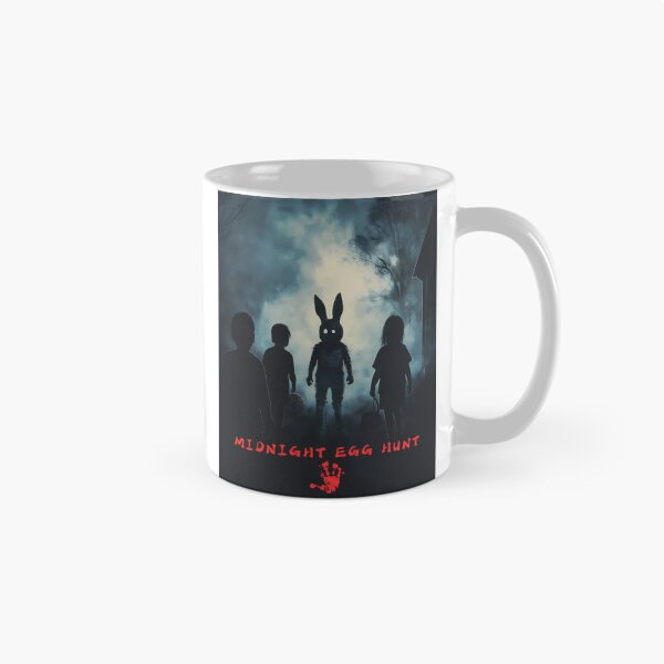 Item preview, Midnight Egg Hunt – Creepy Easter Bunny Horror Art with Red Text Overlay designed and sold by MysticCanvasAi.