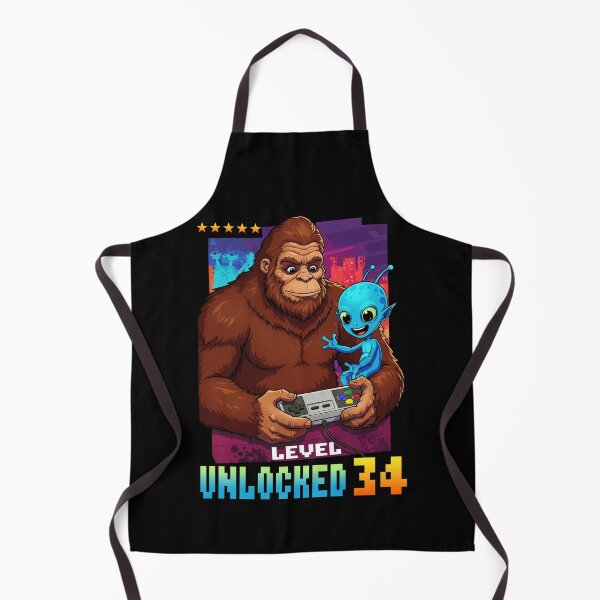 Item preview, Level 34 Unlocked, Birthday, Bigfoot and alien designed and sold by Megadorim.