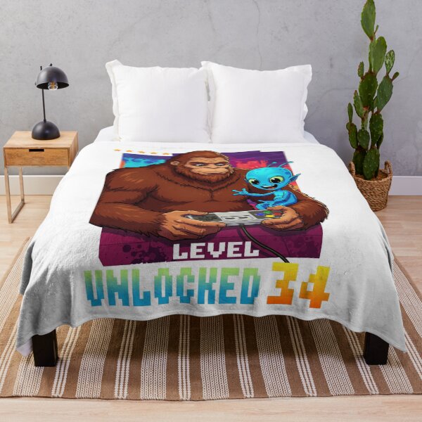 Item preview, Level 34 Unlocked, Birthday, Bigfoot and alien designed and sold by Megadorim.