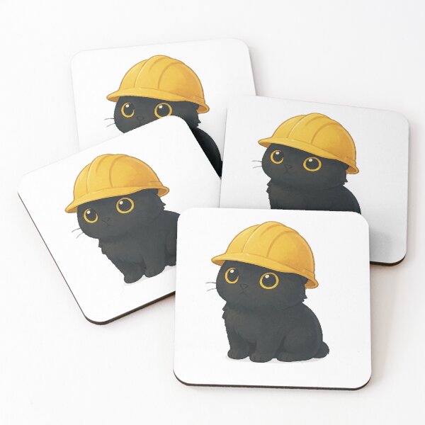 Item preview, Construction Cat – Cute Black Cat with Hard Hat | Funny Worksite Animal Design designed and sold by Print-Zoo.