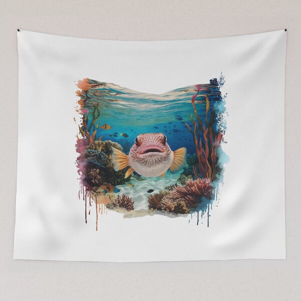 Item preview, Pufferfish beneath the waves designed and sold by Ann Miu Deluxe.