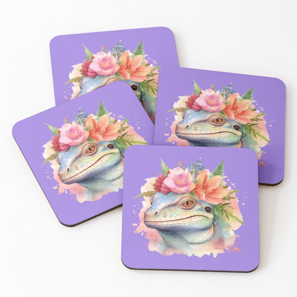 Item preview, Whimsical Lizard with Floral Crown Watercolor Design designed and sold by AnyMar2023.