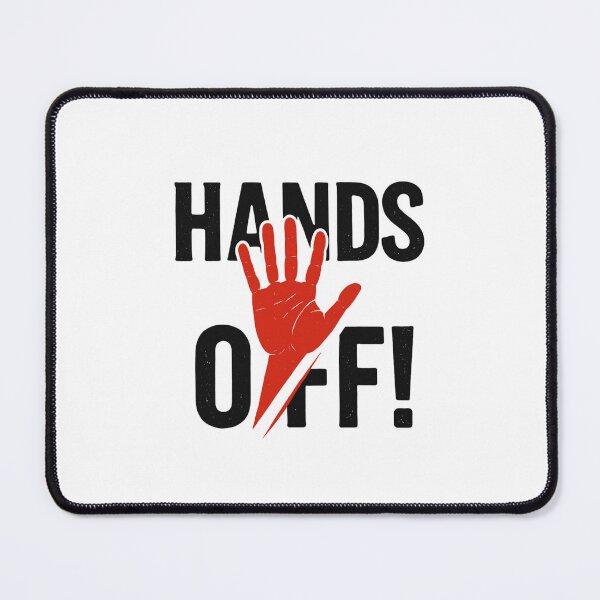Item preview, Bold "HANDS OFF!" Protest Graphic with Red Handprints – Street Style Design designed and sold by sabily.