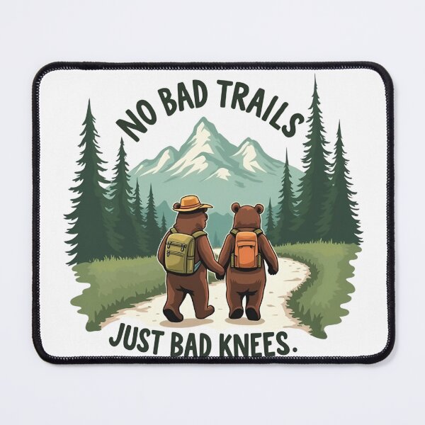 Item preview, No Bad Trails Just Bad Knees, Funny Hiking Quote, Nature Lover, Family Camping, Outdoor Adventure Gift, designed and sold by Orvista.