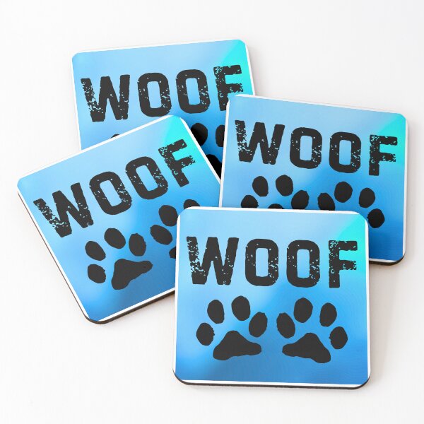 Item preview, WOOF Textured Font Dog Lover Design with Paw Prints on Blue Background designed and sold by Fredster1966.