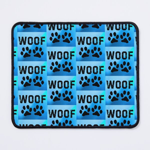 Item preview, WOOF Textured Font Dog Lover Design with Paw Prints on Blue Background designed and sold by Fredster1966.
