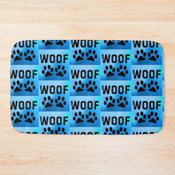 Item preview, WOOF Textured Font Dog Lover Design with Paw Prints on Blue Background designed and sold by Fredster1966.