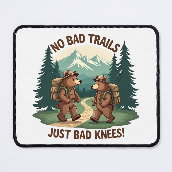 Item preview, No Bad Trails Just Bad Knees, Funny Hiking Quote, Nature Lover, Family Camping, Outdoor Adventure Gift, designed and sold by Orvista.
