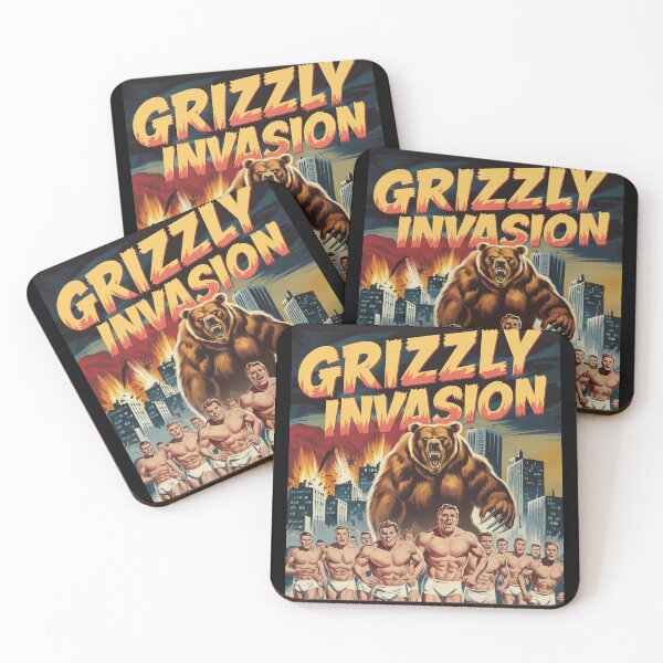 Item preview, Grizzly Invasion | Retro Movie Poster | Gay Parody designed and sold by Mattk270.