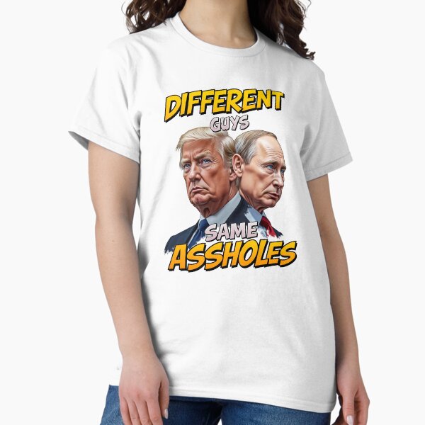 Vista previa del artículo con la obra «Trump vs Putin, diferentes tipos, mismos gilipollas.», diseñado y vendido por latelierdechris.