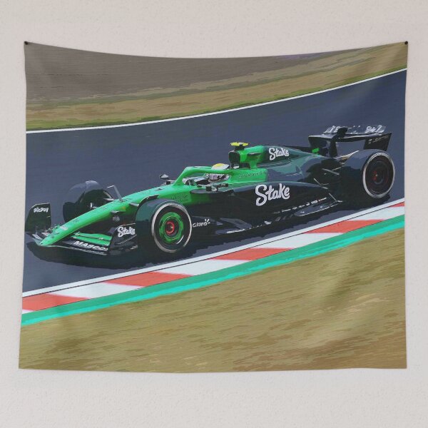 Item preview, Gabriel Bortoleto racing his 2025 F1 car at Suzuka during the Japanese Grand Prix watercolor designed and sold by Rodissimus1984.