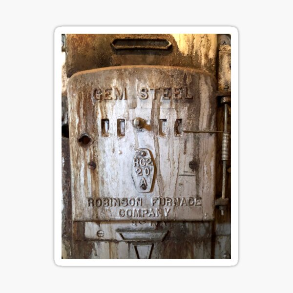 Vintage Steel Furnace Door Sticker
