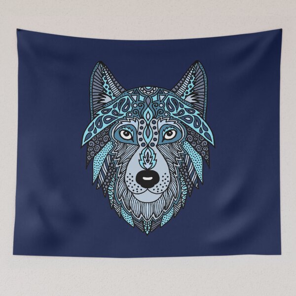 Item preview, Zen Wolf Head Blue designed and sold by Julie Erin Designs.