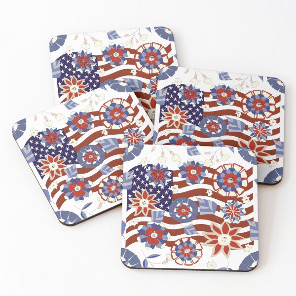 Item preview, 4th of July Abstract US Flag and Flowers Pattern designed and sold by jteart.