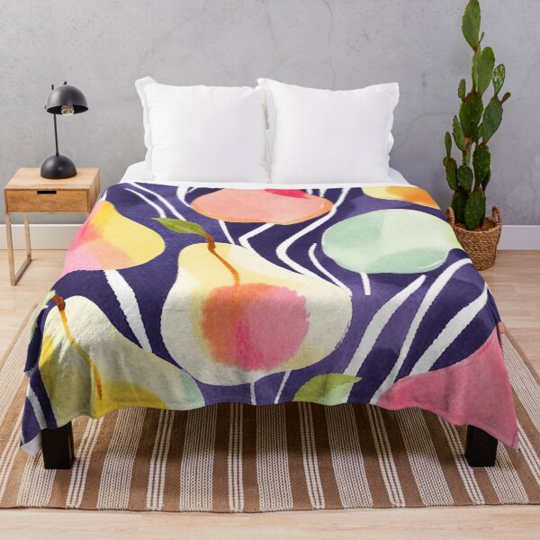 Aperçu de l'œuvre Aquarelle Fruits Poires Jaune Rouge Vert Violet Motif créée et vendue par SunfullyYours.