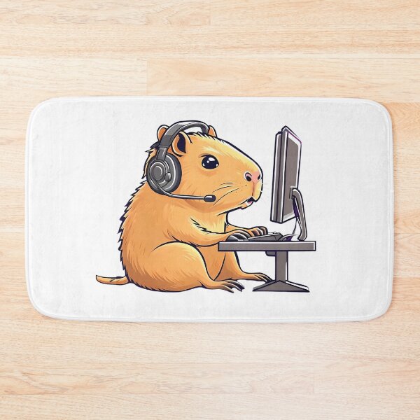 Item preview, Capybara PC Gamer cute animal art. designed and sold by fenrirwulf68.