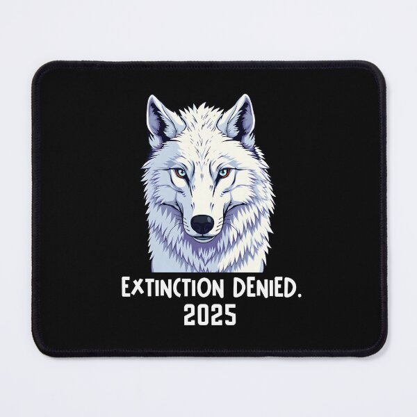 Item preview, Direwolf Extinction Denied 2025 -in white flat style cutout illustration designed and sold by EmeraldeaArt.