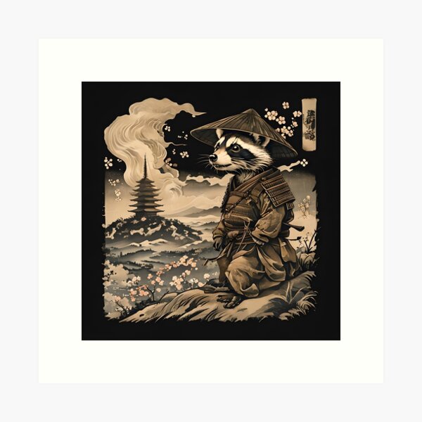 Item preview, Racoon Samurai Ukiyo-e Art. designed and sold by fenrirwulf68.