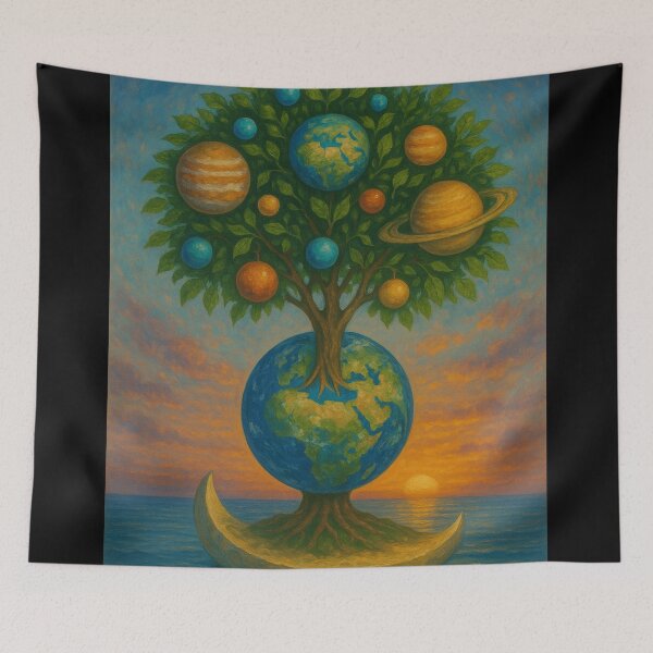 Item preview, Planet Tree Planted on a Moon Shaped Island designed and sold by artes-lunares.