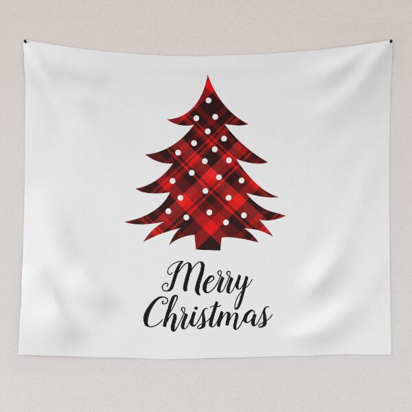 Item preview, Merry Christmas Red Plaid Christmas Tree designed and sold by Julie Erin Designs.